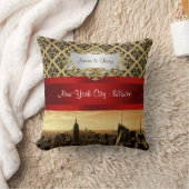 NY City Skyline Sepia B4 Damask Kussen (Deken)
