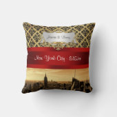 NY City Skyline Sepia B4 Damask Kussen (Achterkant)