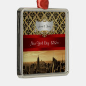 NY City Skyline Sepia B4 Damask Ornament (Rechts)