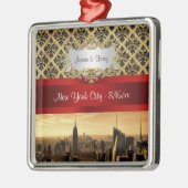 NY City Skyline Sepia B4 Damask Ornament (Links)