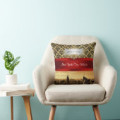 NY City Skyline Sepia B4 Damask Pillow Kussen (Stoel)