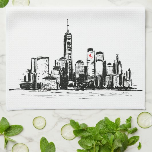 NY Cityscape Kitchen Towel Theedoek (Gevouwen)
