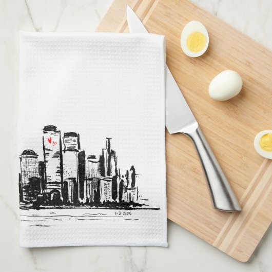 NY Cityscape Kitchen Towel Theedoek (Quarter Fold)
