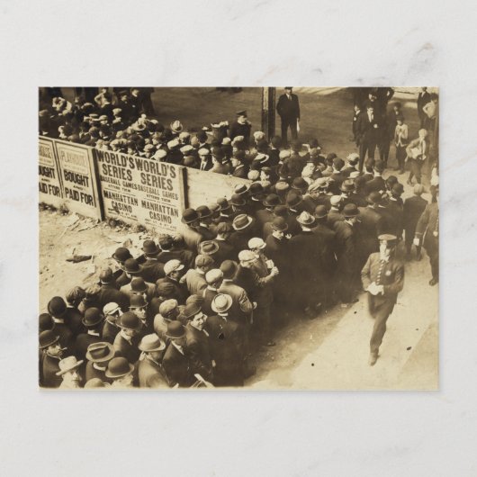 NY-fans buiten de Polo Grounds-Vintage Briefkaart (Voorkant)