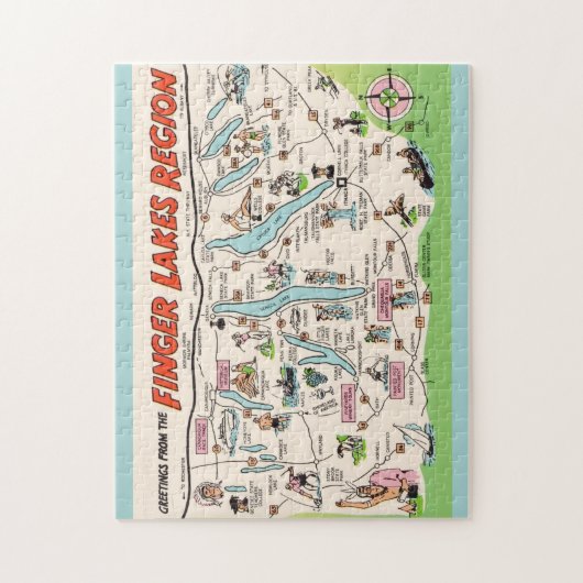 NY Finger Lakes Geïllustreerde Leuke Puzzel (Verticaal)