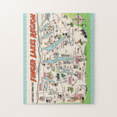 NY Finger Lakes Geïllustreerde Leuke Puzzel Legpuzzel (Verticaal)