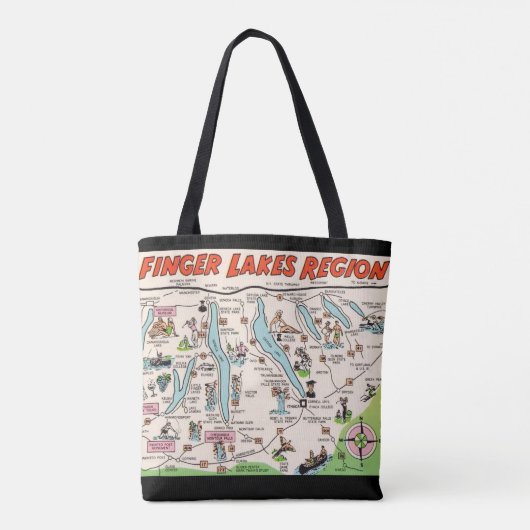 NY Finger Lakes Schouder Canvas tas (Achterkant)