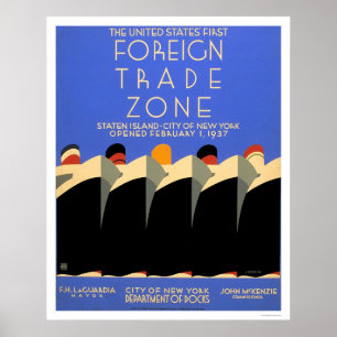 NY Foreign Trade Zone 1937 WPA Poster