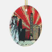  NY in het rood Keramisch Ornament (Rechts)