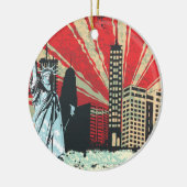  NY in het rood Keramisch Ornament (Links)