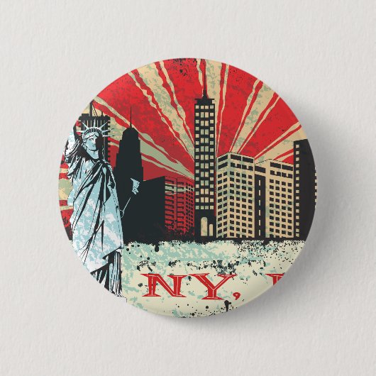  NY in het rood Ronde Button 5,7 Cm (Voorkant)