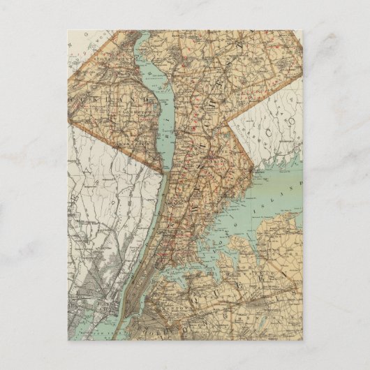 NY, Kings, Queens, Richmond, Rockland Briefkaart (Voorkant)