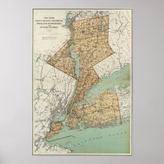 NY, Kings, Queens, Richmond, Rockland Poster (Voorkant)