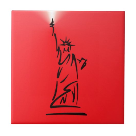 NY Lady Liberty Rood Tegeltje (Voorkant)