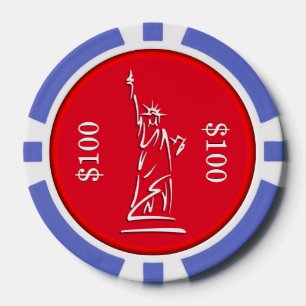NY Lady Liberty Rood Wit en Blauw Poker Chips
