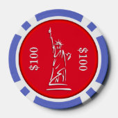 NY Lady Liberty Rood Wit en Blauw Poker Chips (Achterkant)