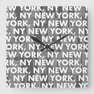 NY NEW YORK Graphic Pattern Vierkante Klok