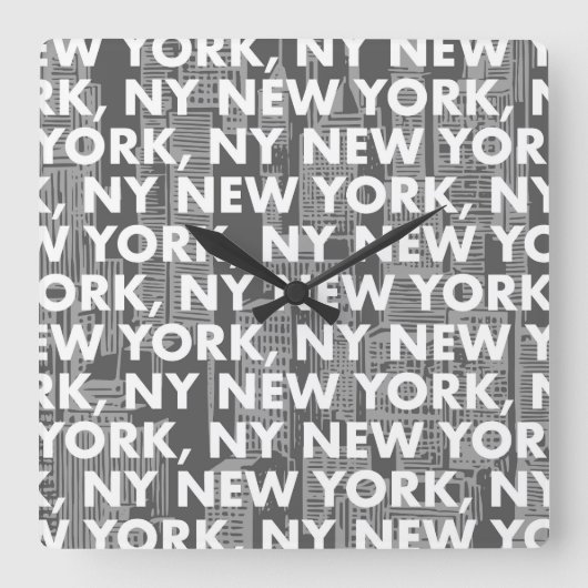 NY NEW YORK Graphic Pattern Vierkante Klok (Voorkant)