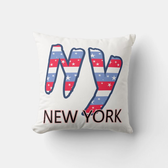 NY - New York Quote Red White en Blue Kussen (Voorkant)