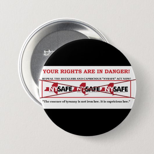 NY SAFE ACT pin intrekken Ronde Button 7,6 Cm (Voorkant /achterkant)