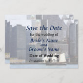 NY - Schooner tegen Manhattan Skyline Save The Date (Voorkant / Achterkant)