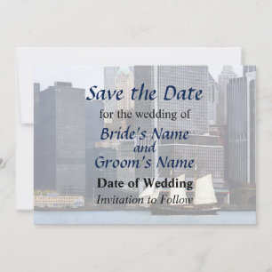 NY - Schooner tegen Manhattan Skyline Save The Date