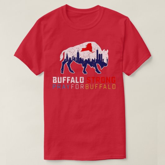 NY Skyline Flag Buffalo sterk gebeden voor Buffalo T-shirt (Design voorkant)