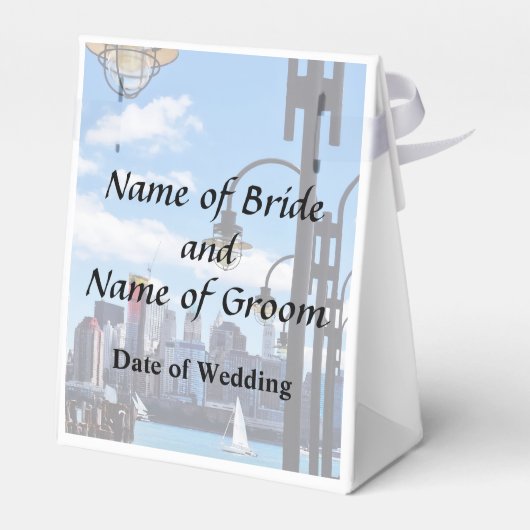 NY - Skyline gezien van het vrijheidspark Bedankdoosjes (Achterkant)