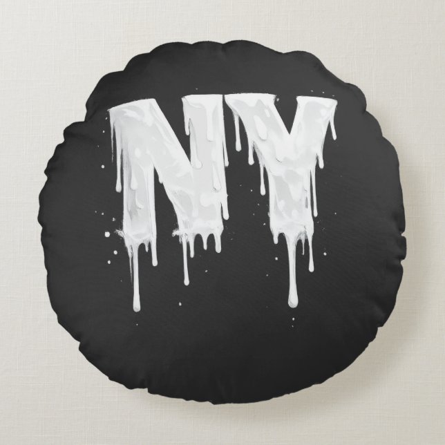 NY Straat Vibes Rond Kussen (Voorkant)