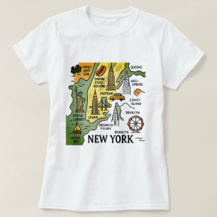 NY vintage reiskaart T-shirt