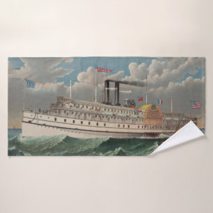 NY Voyage Grand Paddlewheel Stoomboot De Pelgrim Badhanddoek