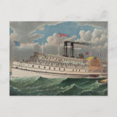 NY Voyage Grand Paddlewheel Stoomboot De Pelgrim Briefkaart (Voorkant)