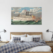 NY Voyage Grand Paddlewheel Stoomboot De Pelgrim Canvas Afdruk (Insitu (Slaapkamer))