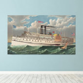 NY Voyage Grand Paddlewheel Stoomboot De Pelgrim Canvas Afdruk (Insitu (Houten vloer))