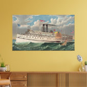 NY Voyage Grand Paddlewheel Stoomboot De Pelgrim Canvas Afdruk (Insitu (Woonkamer))
