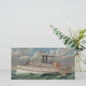 NY Voyage Grand Paddlewheel Stoomboot De Pelgrim Feestdagenkaart (Staand voorkant)