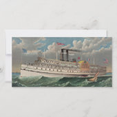 NY Voyage Grand Paddlewheel Stoomboot De Pelgrim Feestdagenkaart (Voorkant)