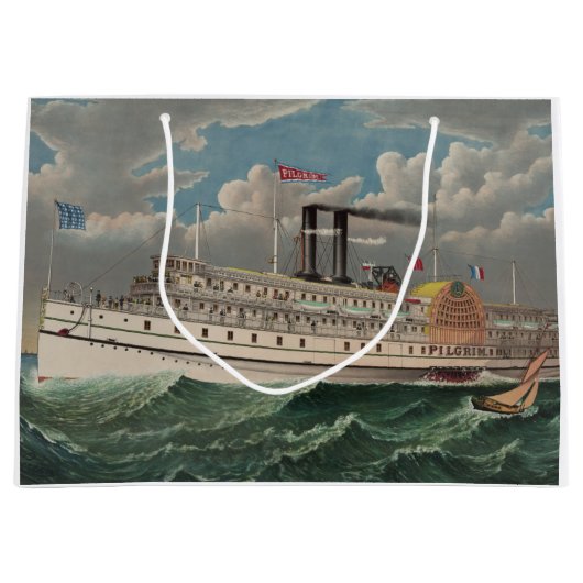 NY Voyage Grand Paddlewheel Stoomboot De Pelgrim Groot Cadeauzakje (Voorkant)