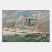 NY Voyage Grand Paddlewheel Stoomboot De Pelgrim Inpakpapier Vel (Voorkant)