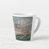 NY Voyage Grand Paddlewheel Stoomboot De Pelgrim Latte Mok (Rechterhoek)