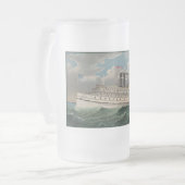 NY Voyage Grand Paddlewheel Stoomboot De Pelgrim Matglas Bierpul (Voorkant links)