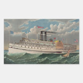 NY Voyage Grand Paddlewheel Stoomboot De Pelgrim Rechthoekige Sticker (Voorkant)