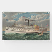 NY Voyage Grand Paddlewheel Stoomboot De Pelgrim Spandoek (Horizontaal)