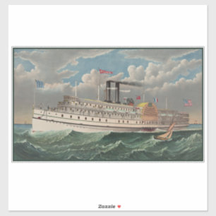 NY Voyage Grand Paddlewheel Stoomboot De Pelgrim Sticker
