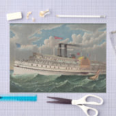 NY Voyage Grand Paddlewheel Stoomboot De Pelgrim Tissuepapier (Craft)