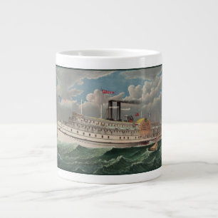 NY Voyage Grand Paddlewheel Stoomschip The Pilgrim Grote Koffiekop