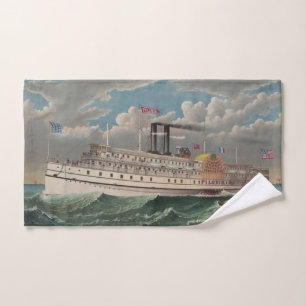 NY Voyage Grand Paddlewheel Stoomschip The Pilgrim Handdoek