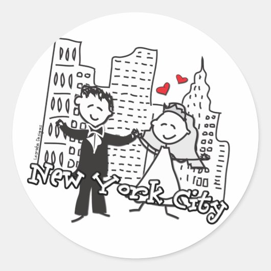NY Wedding Ronde Sticker (Voorkant)