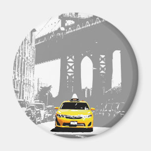 Ny Yellow Taxi Nyc Brooklyn Bridge New York City Magneet