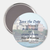 NY - Zeilboot tegen Manhattan Skyline Save Date Magneet (Voorkant / Achterkant)